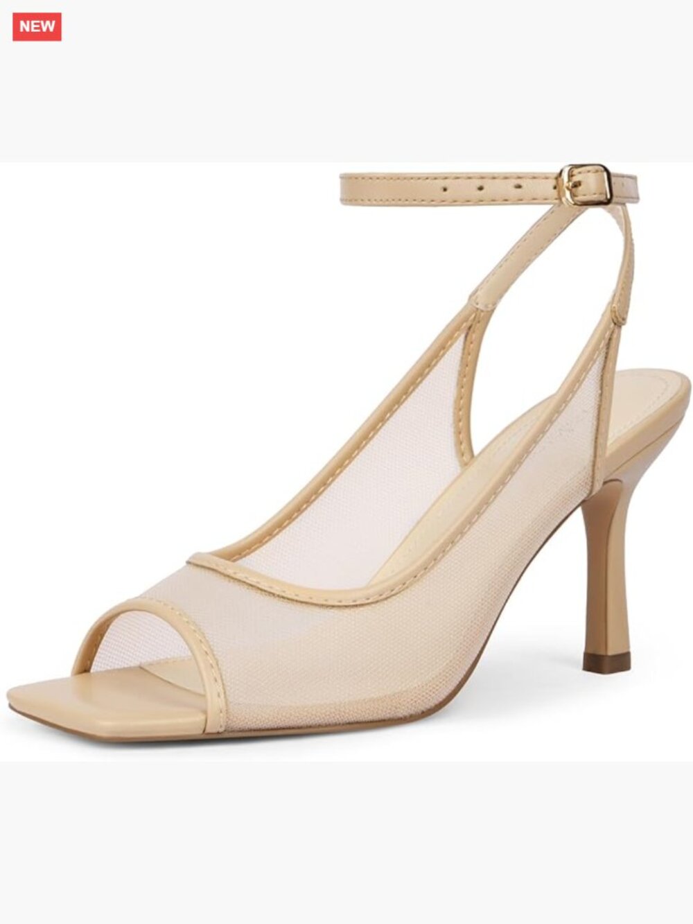Square Open Toe Heeled Sandals with Ankle Strap, 3 Inch Heels